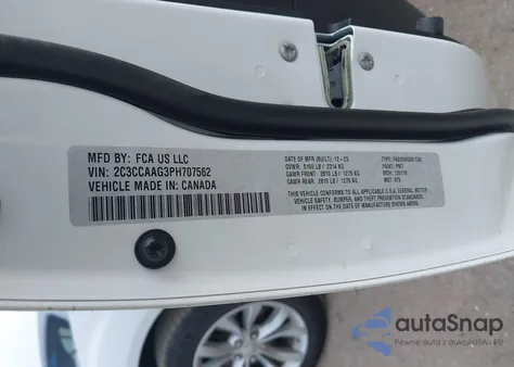 2023 Chrysler 300 Touring из США, поврежденный, VIN 2C3CCAAG3PH707562